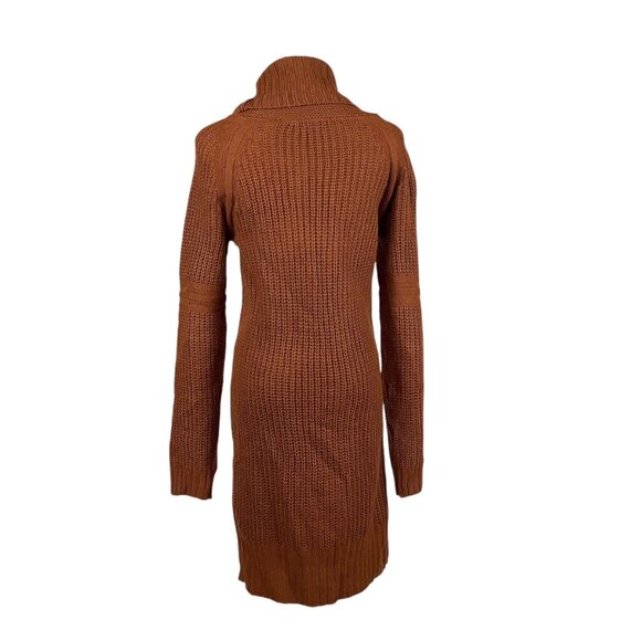 Ribbed Knit Cowl Neck Sweater Dress - Picture 2 of 4